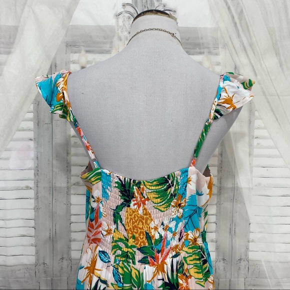 Skies are Blue Size Large Pink Green Floral Elliot Botanical Maxi Dress Hawaiian - Picture 13 of 14